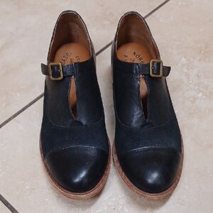 KORK-EASE Niseda Black Leather Oxfords, Size 6